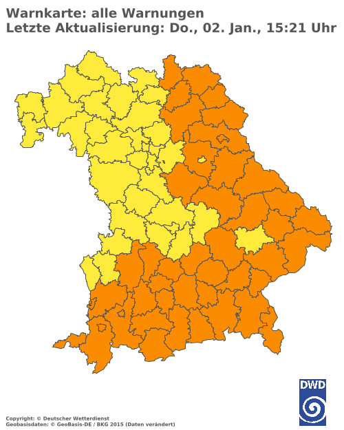 Aktuelle Wetterwarnungen für  Mühldorf a. Inn