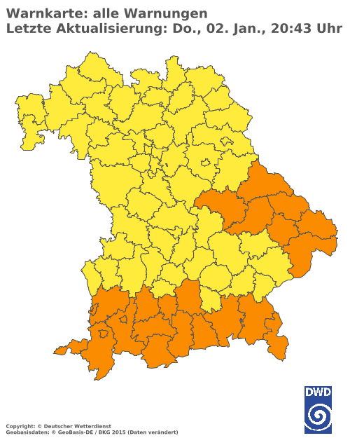 Aktuelle Wetterwarnungen für  Mühldorf a. Inn