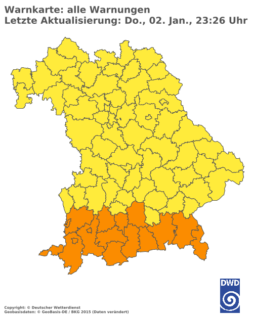 Aktuelle Wetterwarnungen für  Mühldorf a. Inn