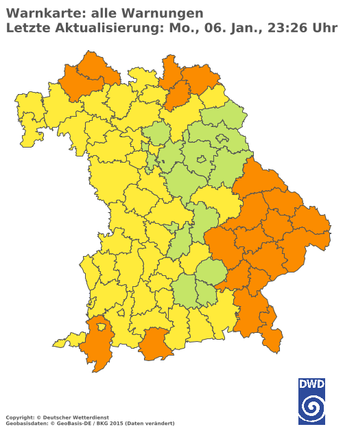 Aktuelle Wetterwarnungen für  Mühldorf a. Inn