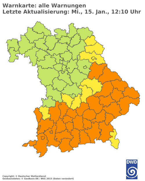 Aktuelle Wetterwarnungen für  Mühldorf a. Inn