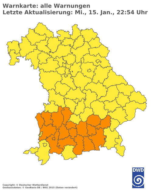 Aktuelle Wetterwarnungen für  Mühldorf a. Inn