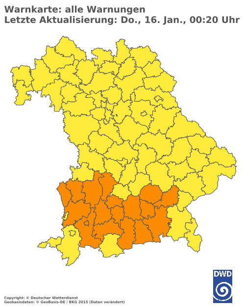 Aktuelle Wetterwarnungen für  Mühldorf a. Inn