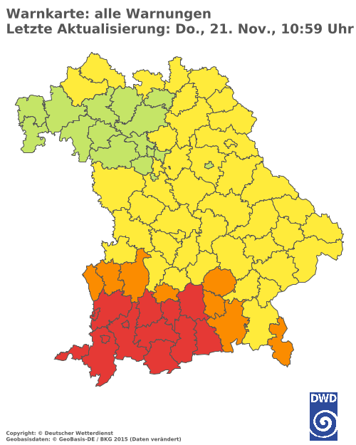 Aktuelle Wetterwarnungen für  Mühldorf a. Inn