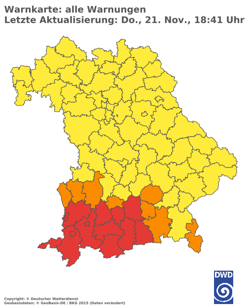 Aktuelle Wetterwarnungen für  Mühldorf a. Inn