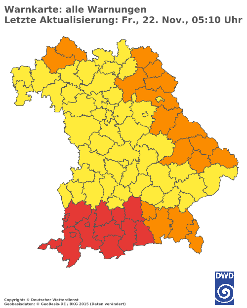 Aktuelle Wetterwarnungen für  Mühldorf a. Inn