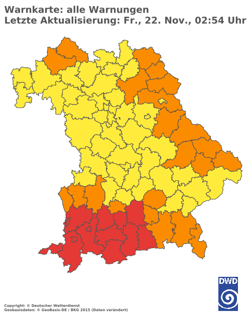 Aktuelle Wetterwarnungen für  Mühldorf a. Inn