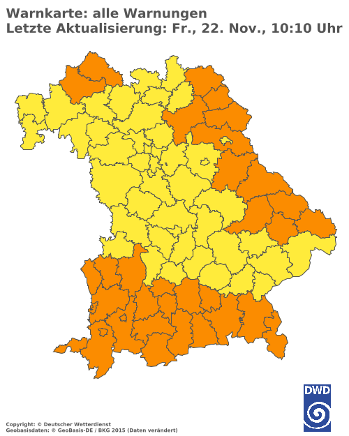 Aktuelle Wetterwarnungen für  Mühldorf a. Inn