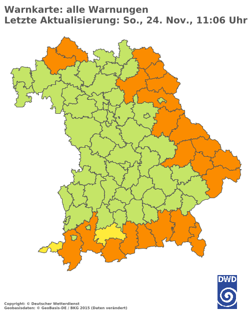 Aktuelle Wetterwarnungen für  Mühldorf a. Inn