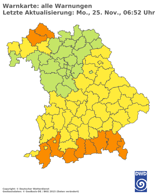 Aktuelle Wetterwarnungen für  Mühldorf a. Inn