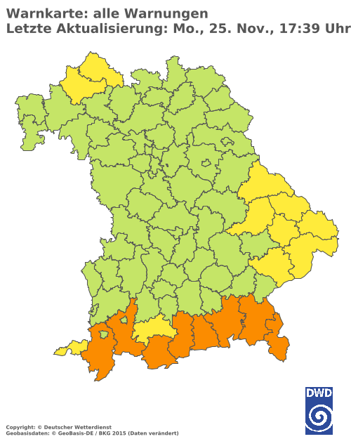 Aktuelle Wetterwarnungen für  Mühldorf a. Inn