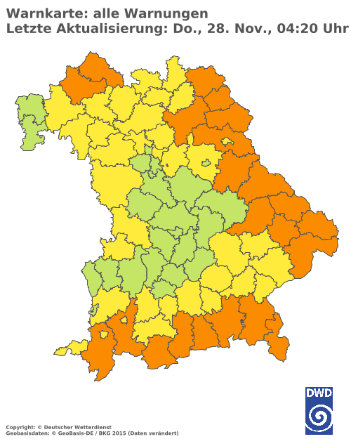 Aktuelle Wetterwarnungen für  Mühldorf a. Inn